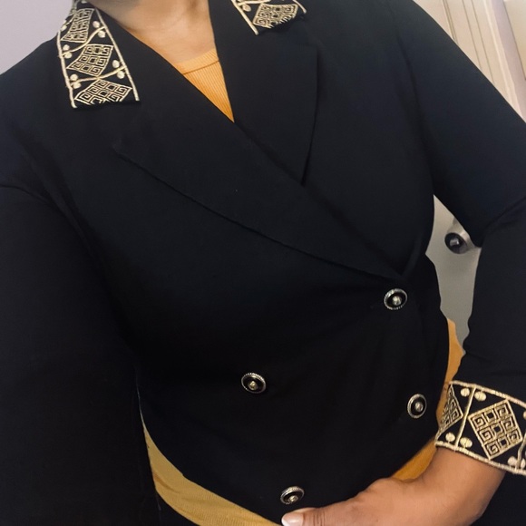 Vintage Positive Attitudes Double Breasted Black Blazer with Gold Details - Picture 3 of 3